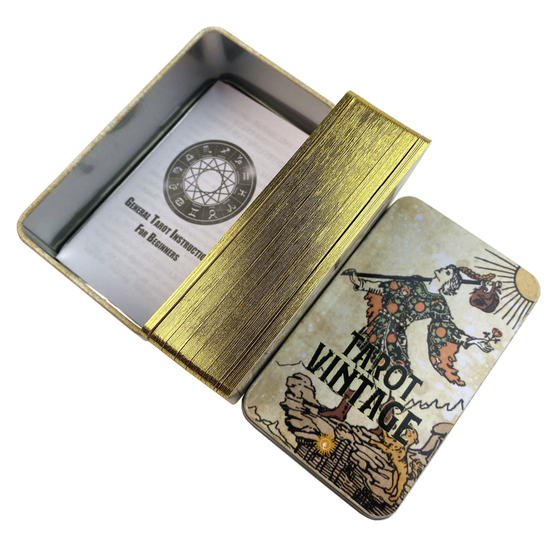 Board Game Vantage - Metal Box Gilded Tarot Vintage Cards