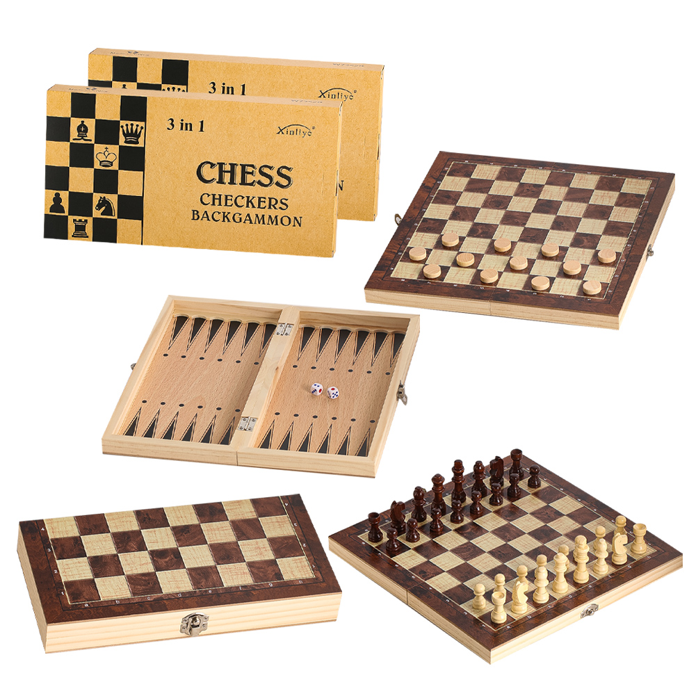 Wooden 3-in-1 Checkers Backgam - Board Game Vantage 리뷰 및 가격