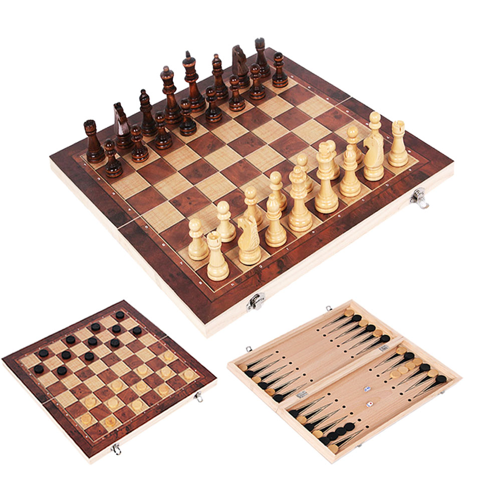 3 in 1 Wooden Chess Backgammon - Board Game Vantage 리뷰 및 가격