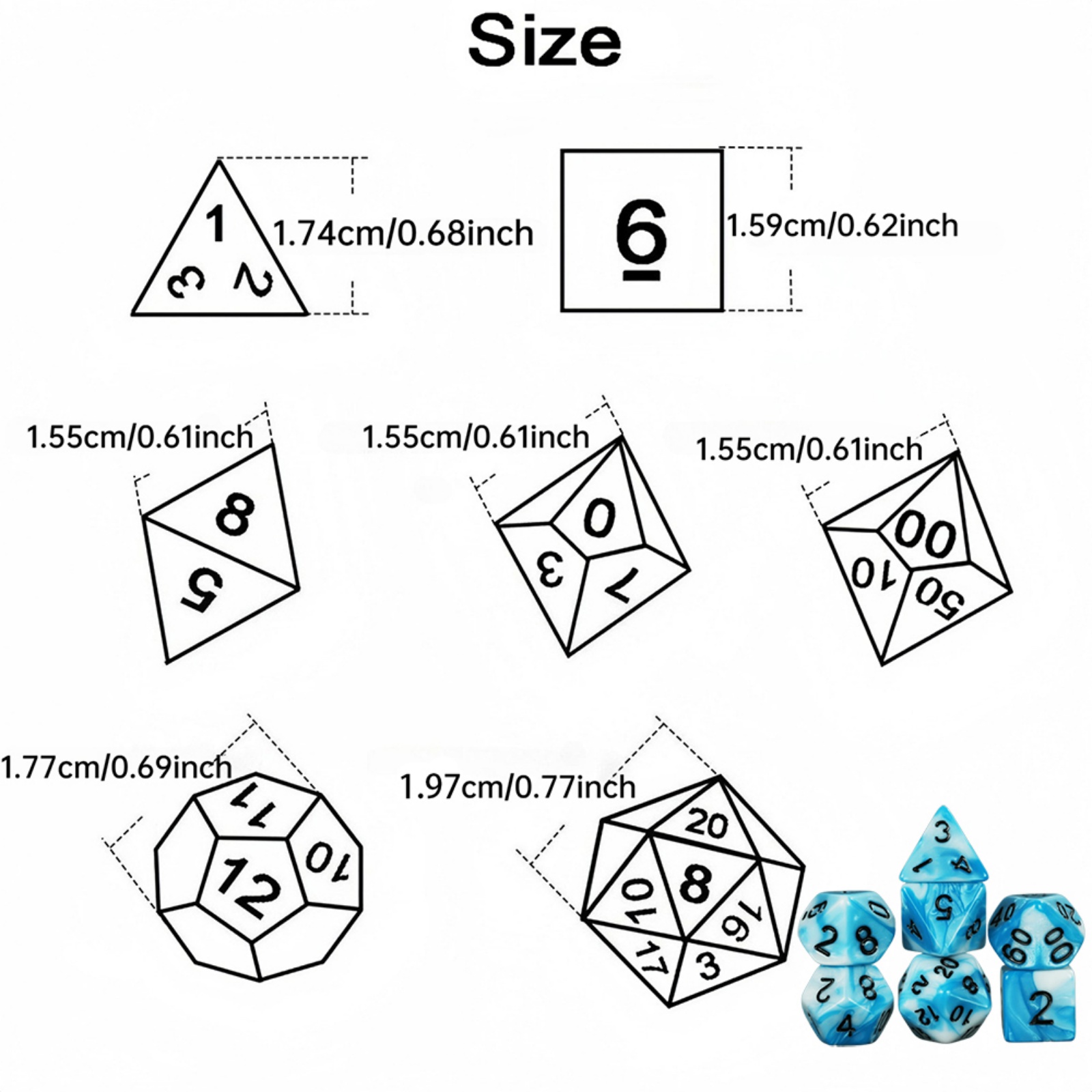 7pcs DND Dice Mixing Color Pol - Board Game Live 리뷰 및 가격